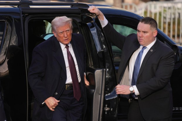President-elect Donald Trump arrives for church service at St. John's Episcopal Church across from the White House in Washington, Monday, Jan. 20, 2025, on Donald Trump's inauguration day. (AP Photo/Matt Rourke)