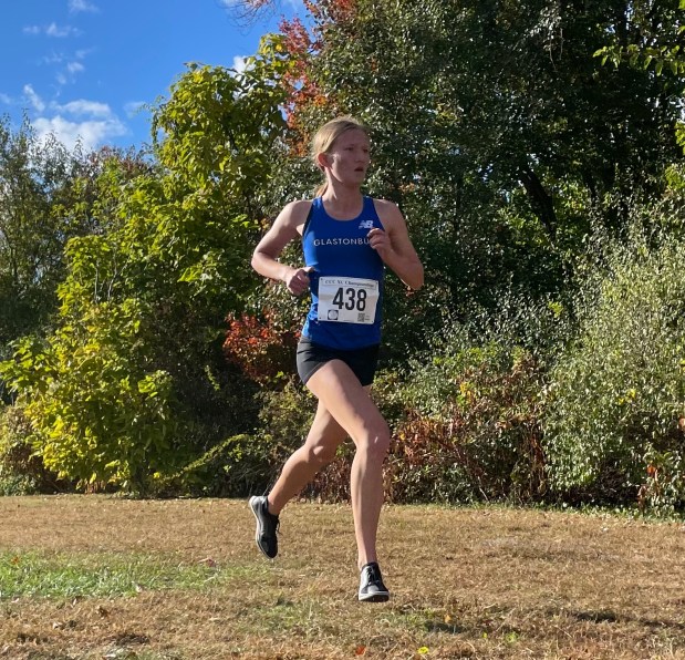 Glastonbury senior Brooke Strauss, shown at the CCC cross country championship, finished third at the Foot Locker Northeast Regional Saturday in Franklin Park in Boston and qualified for the Foot Locker national championships in San Diego in December. (Photo by Lori Riley) 
