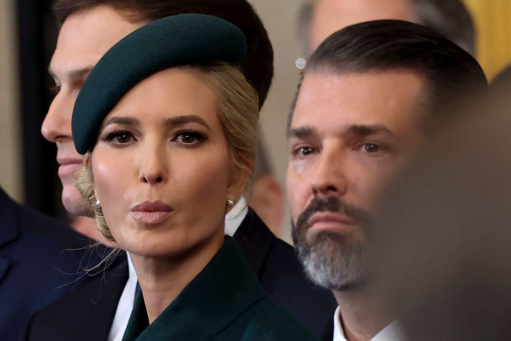 WASHINGTON, DC - JANUARY 20: Ivanka Trump and Donald Trump Jr. attend inauguration ceremonies in the U.S. Capitol Rotunda on January 20, 2025 in Washington, DC. Donald Trump takes office for his second term as the 47th president of the United States. (Photo by Kevin Lamarque - Pool/Getty Images)