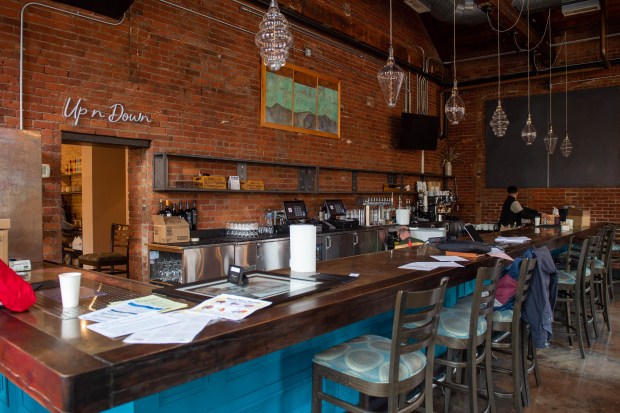 Inside the Forge by Fire restaurant on Broad Street on Wednesday, April 19, 2023. (Aaron Flaum/Hartford Courant)